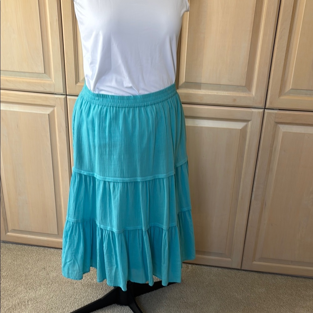 TALBOTS Women's Turquoise Tiered Skirt